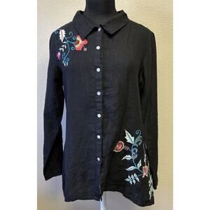 ANTHROPOLOGIE NWT Kyla Seo Small Linen Embroidered Lenni Tunic Blouse Boho